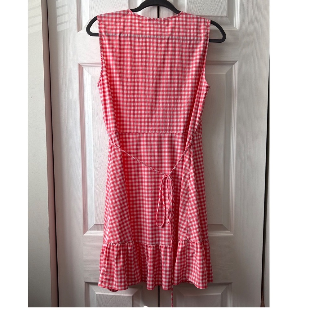 Southern Tide Womens Orange Gingham Ruffle Wrap Dress Sleeveless Size M Mini - Picture 2 of 9
